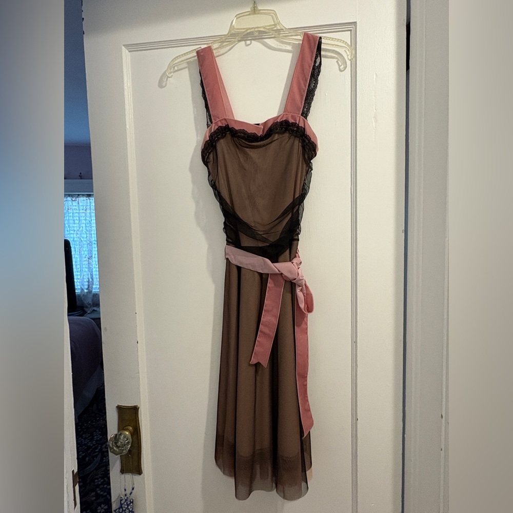 Arden B Pink and Black Lace Dress